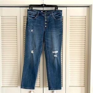 KUT from the Kloth Rachael High Rise Fab AB Mom Button Fly Jeans Blue Size 12L